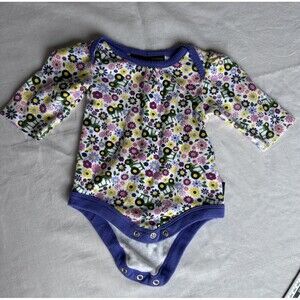 John Deere Floral Tractor Long Sleeve Bodysuit Purple 0-3 Months